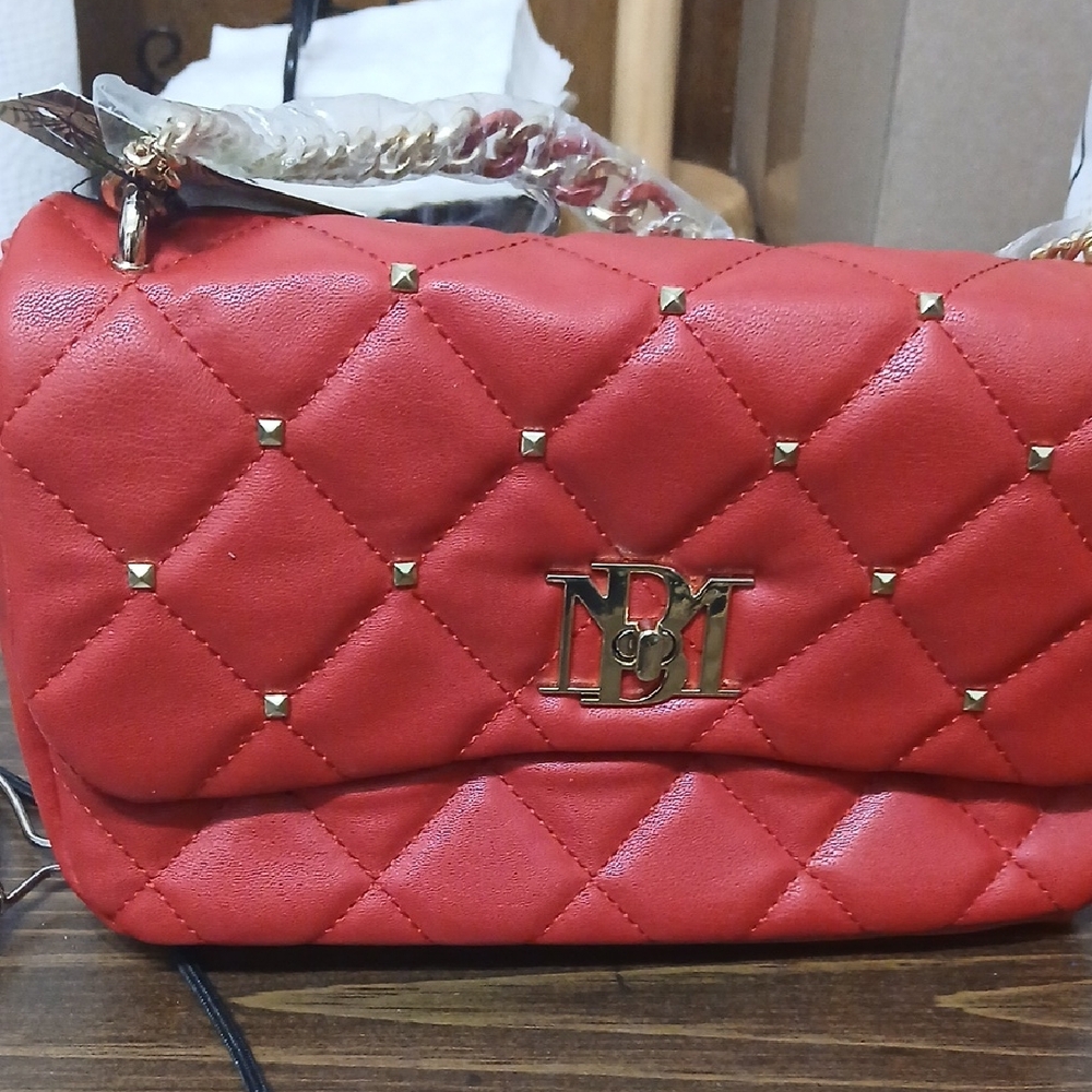 Badgley Mischka Red Quilted Shoulder Bag